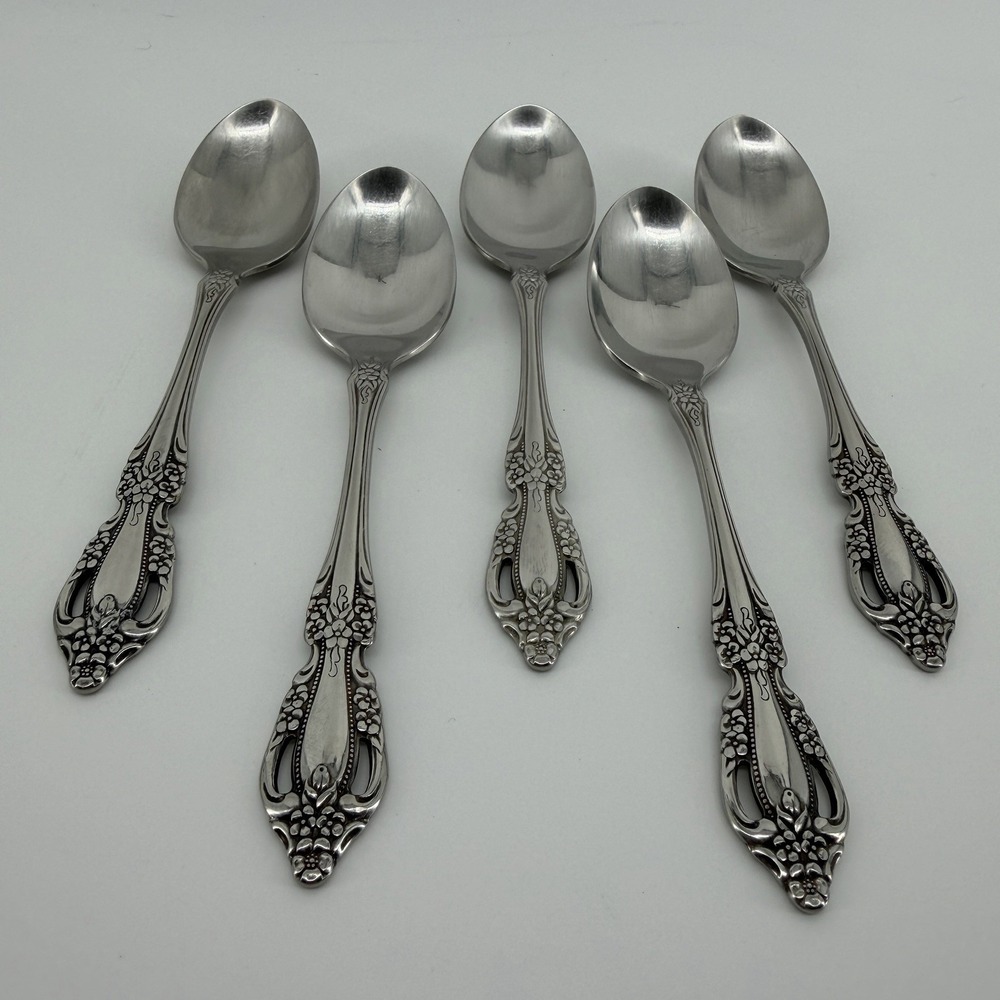 Oneida Raphael Set 5 Teaspoons Spoon Distinction Deluxe Stainless Flatware